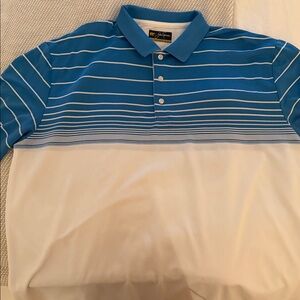 Tommy Bahama Striped Blue and White Polo Shirt